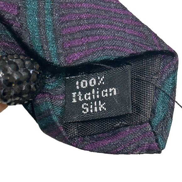 Jimmy Pike Purple and Green Abstract Tie - Picture 7 of 7